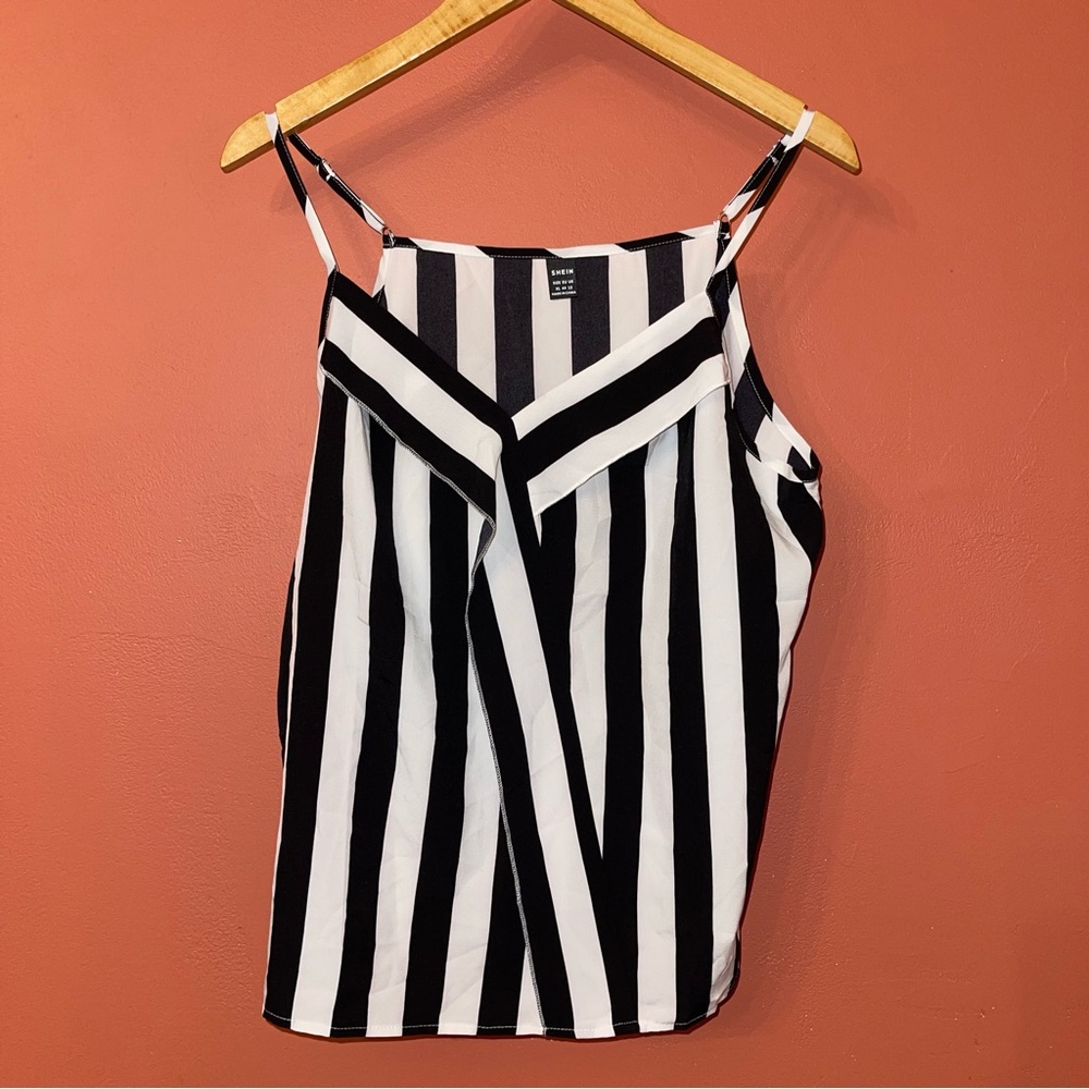 Black and White Striped Women's Top